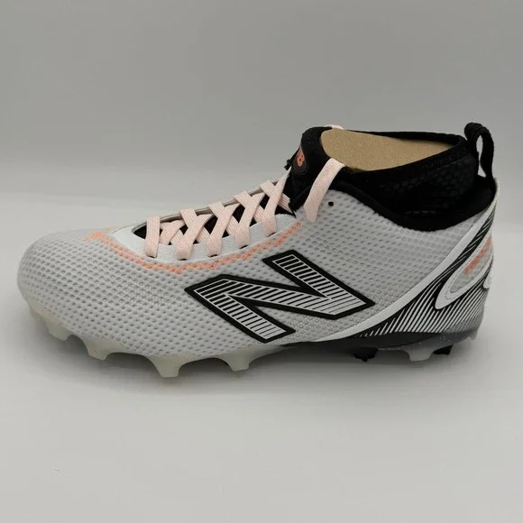New Balance FreezeLX v5 Lacrosse Cleats Mens Size 8 White Black Hot Mango